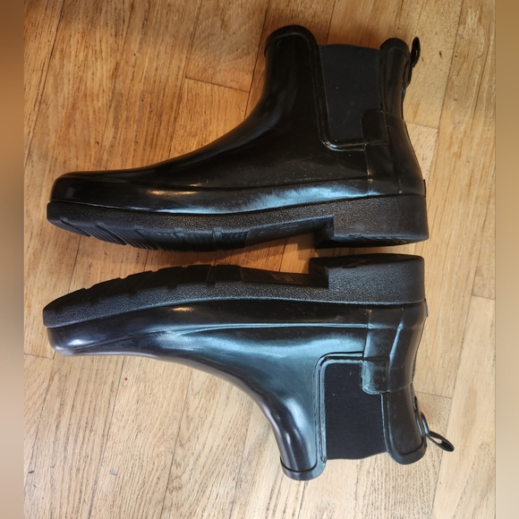 HUNTER Women's Refined Slim Fit Gloss Chelsea Boots Size 10 - Picture 3 of 7